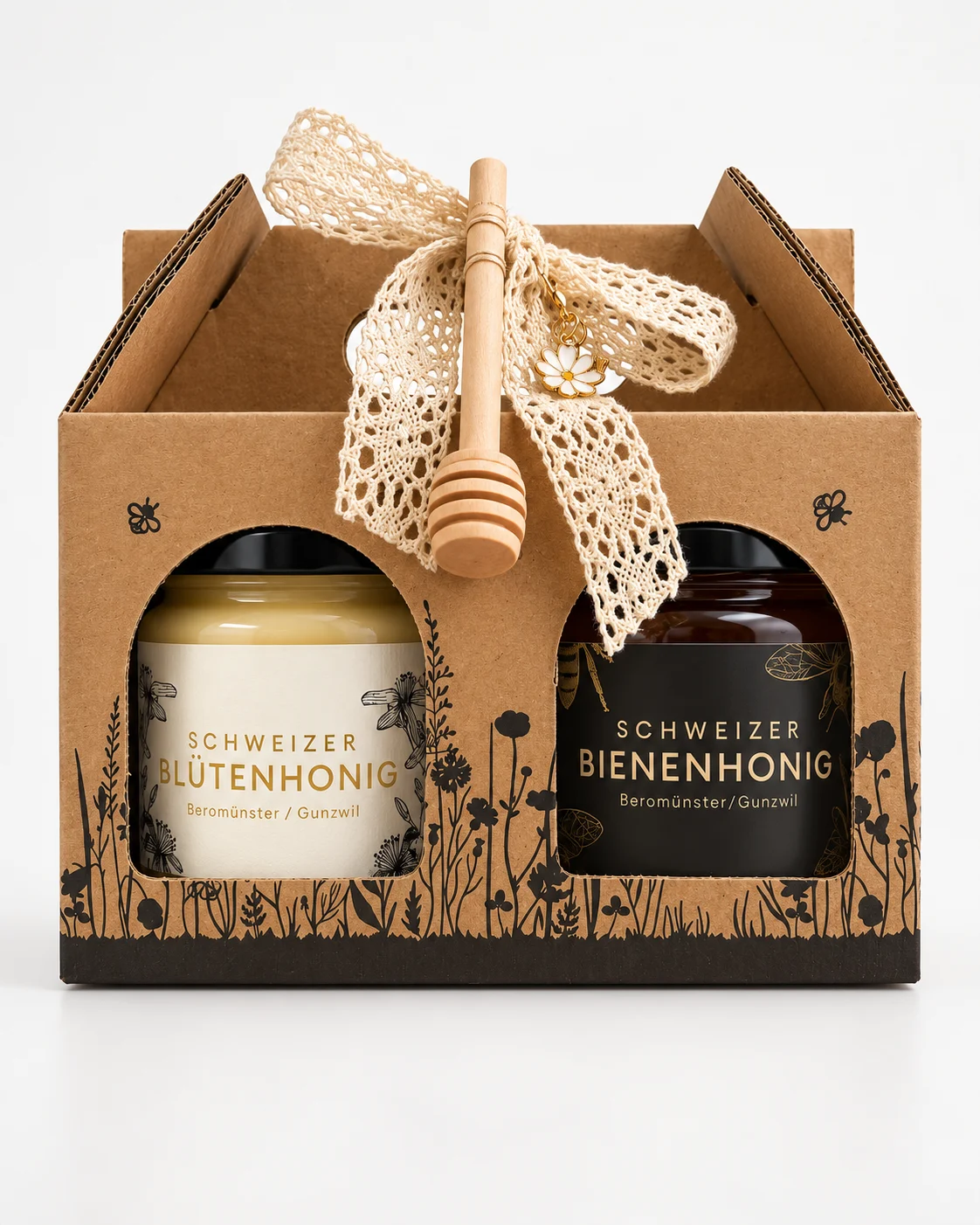 Honig-Geschenkset 2 × 500 g mit Blütenhonig und Sommerhonig von Bienen Naef